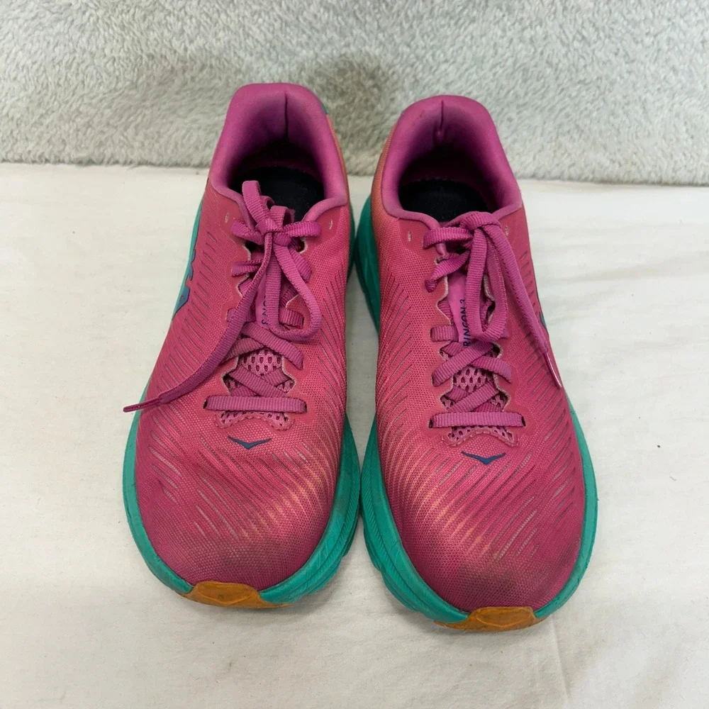 Hoka‎ Rincon 3 Women 6.5B Pink Teal Running Shoes 1119396 PPAT Mesh Athletic